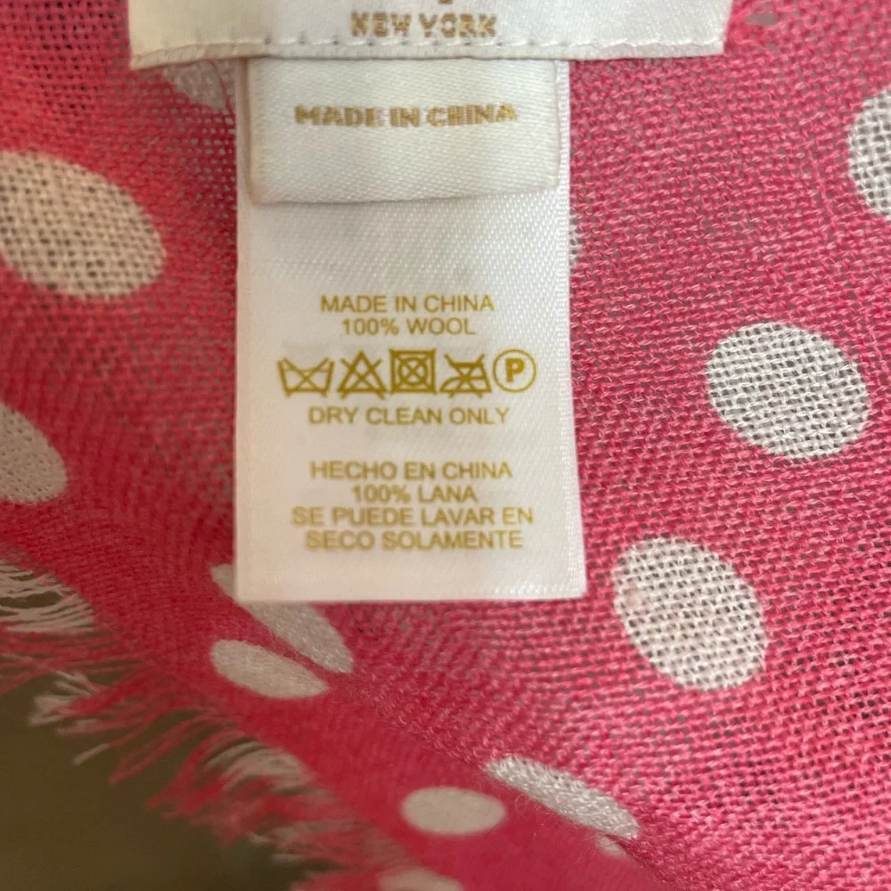 Kate Spade Pink Polka Dot Wool Scarf